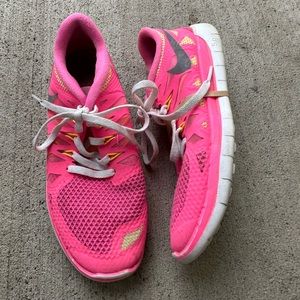 Nike Free Kids Sneakers size 4 (big kid)- Pink and Yellow
